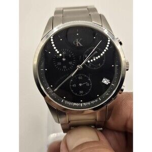 CK Calvin Klein K22371 Quartz Analog Stainless Steel 40mm Black Watch. New Batt